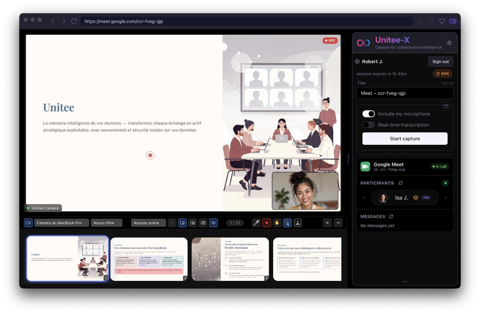 Unitee-X Dashboard panel
